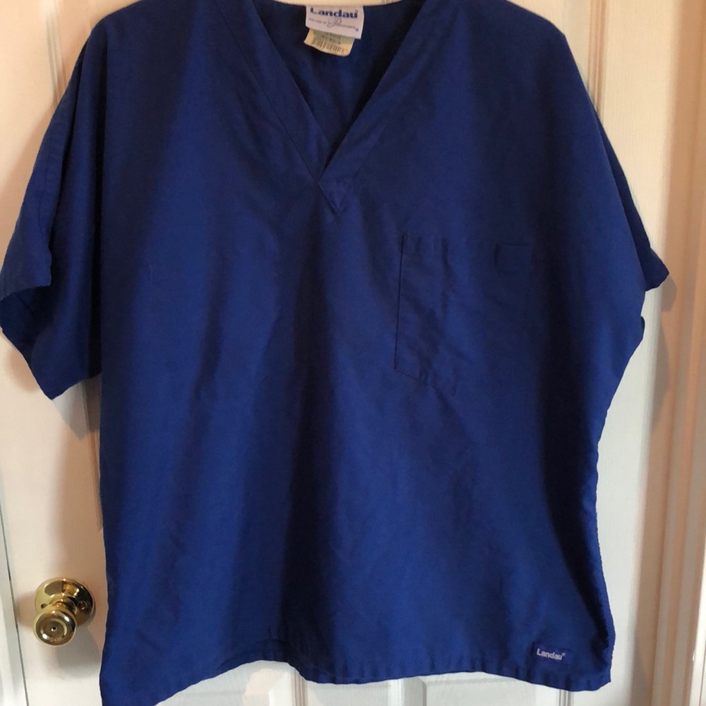 SCRUB TOP Landau 1X (Xl) unisex royal blue top with pockets